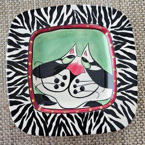 SWAK Linda Corneille 2004 Cat Plate with Zebra Edge